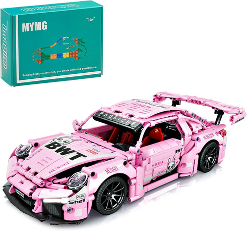 Pink Technic Super Sports Car Building Block Model, 1288pcs, 1:14, Adult Collector Car Model