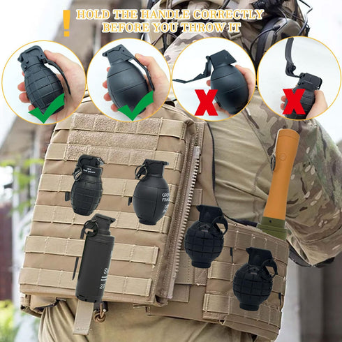 Toy Hand Grenade for CS Battle Game, Tactical CS-Grenade with 50 Foam Ammo for Outdoor Sport Age 10 Years and Up