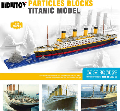 Titanic Ship Model Building Block Set, 3D Puzzle DIY Educational Toys with 1860Pcs Micro Mini Blocks