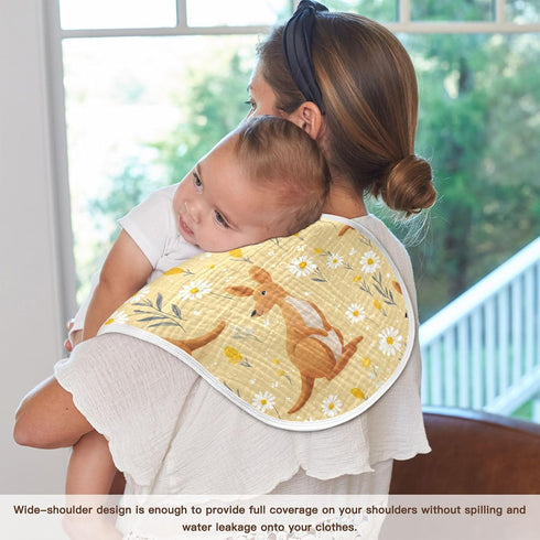 decor gift 4 Pack 22x11in Cotton Burp Cloths Baby Soft Touch Cute Cartoon Zoo Kangaroo Yellow Baby Rags for Unisex