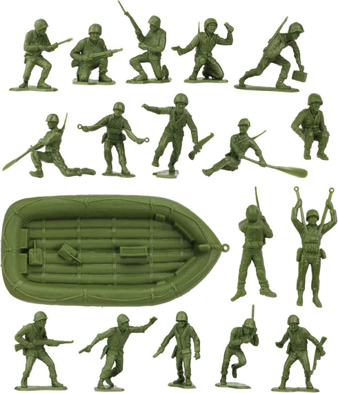 BMC Marx Plastic Army Men US Soldiers, 31pc OD Green WW2 Figures, Made in USA
