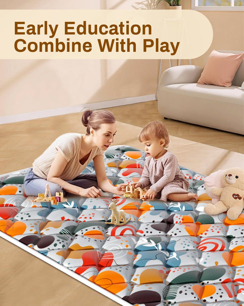 74x50 Jaobeem Baby Play Mats for Floor, Foldable Playpen Mat Grey, Thicken Cushioning Padding Playmate for Baby