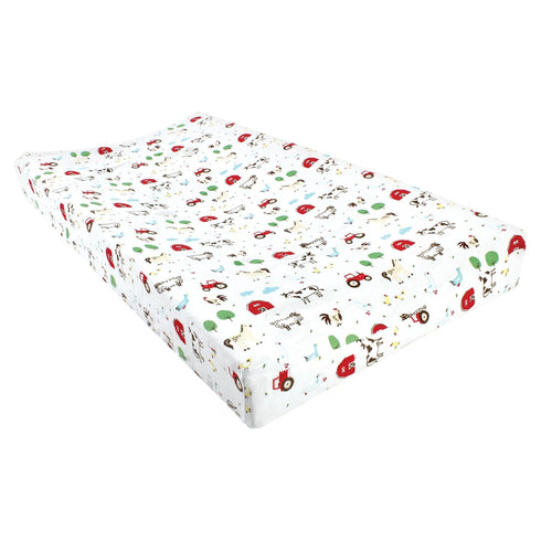 Hudson Baby Unisex Cotton Changing Pad Cover - Farm Animals Design, One Size