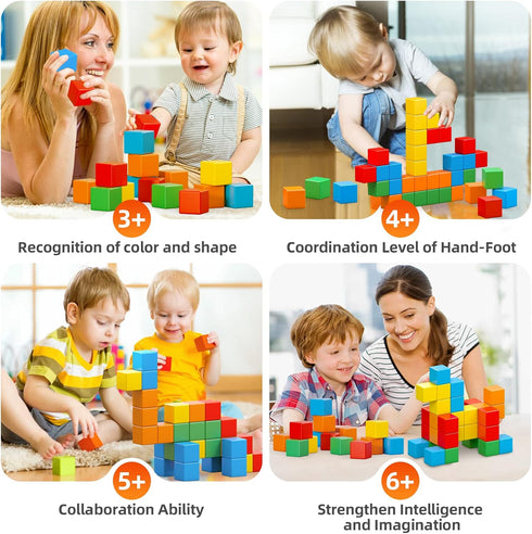 30 Pcs Magnetic Blocks, 1.41 Inch Large Building Cubes for Toddlers Age 3-8, STEM Montessori Educational Toys