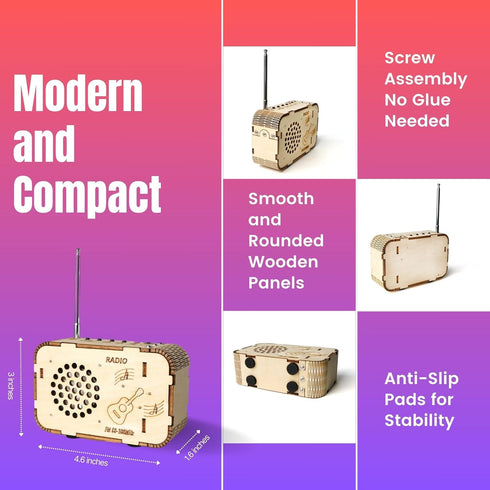 ZOVRION 8-12 8 9 10 11 12 STEM Wooden Radio Kit for Kids Age DIY Science Experiment, Wood Building Project, Perfect