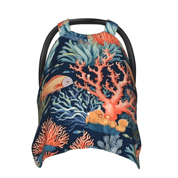Beubebim Marine Coral Fish Baby Car Seat Canopy Soft Breathable Infant Carseat Cover