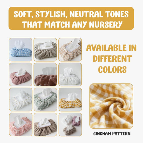 Packages Baby Wipes Cover Universal Size, One Size Fits All Wipes | Muslin Cotton Tissue Cover for Nursery, Diaper Bag