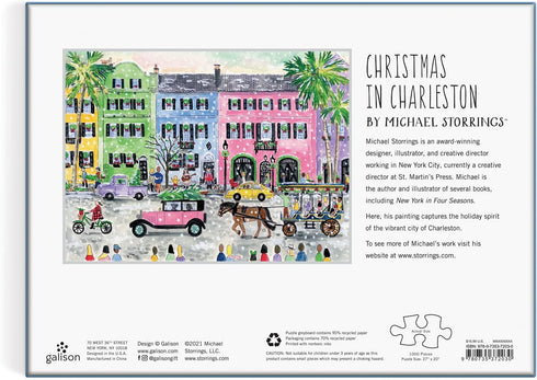 Michael Storrings Christmas in Charleston - 1000 Piece Puzzle from Galison - Beautifully Illustrated Scene