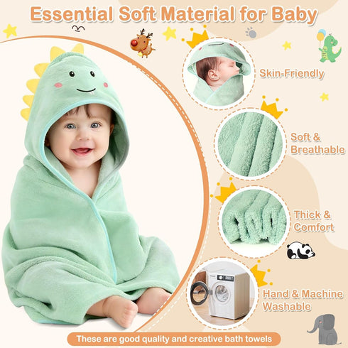 14 Set, Set,4 32x32 10 Flasoo Pcs Baby Towels Baby Towels and Washcloths Pcs in Cute Hooded Bath Towel & Pcs Baby