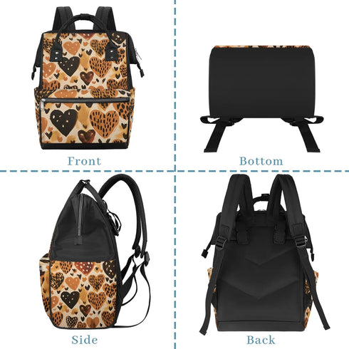 Honeybaby Backpack 19L Diaper Bag for Mom & Dad Print Abstract Leopard Large Diaper Bag Tote with Multi-Pocket