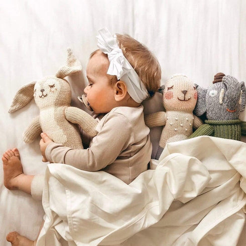 2 Set, Ely's & Co. Cotton Knit Jersey Swaddle Blanket and Beanie Baby Hats Gift Large Receiving Blanket (Ivory)