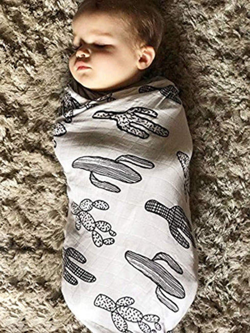 SANNIX Cactus Muslin Swaddle Blankets, Cotton Baby Swaddle Wrap, Floral Print Baby Blanket