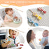 Toddler Utensils, Silicone Stretch Lids for Fork and Spoon, Food Grade Silicone Holder Strap, Dishwasher Safe (Apricot,