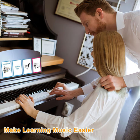 HETOETF 104 Piano Music Flash Cards - Basic Music Symbols,Staff Notation, Pitch/Syllable Names, Keyboard Position