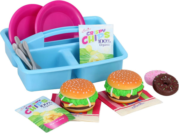 Sophia's 18" Doll - 17 pc. Burgers for Two with Service Ware, Doughnuts, and Bags of Chips