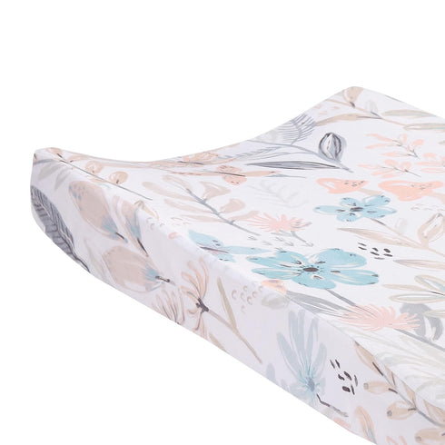Watercolor Floral & Butterfly Changing Pad Cover for Baby