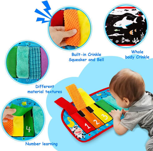 Tummy Time/Baby Mirror Toys, Black and White High Contrast Tabletop Mount Toys for Newborn Brain Development