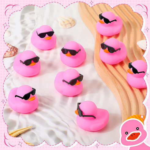 36 Packs Sets 2.2 Inch Sosation Mini Rubber Ducks with Sunglasses Bath Squeaky Rubber Duckies Cute Float Bathtub Toys