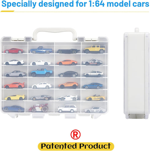1/64 48-Slot Saichotoy Storage Case for Hot Wheels - Carrying Display Case for Scale Toy Cars, Double-Sided Transparent