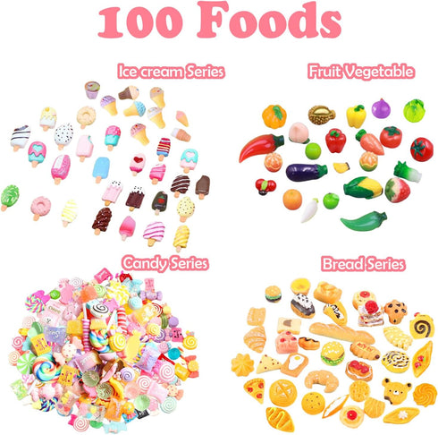 150Pcs Miniatures Food Drinks Bottles Doll House Accessories - 1:12 Playset for Pretend Play Kitchen Game