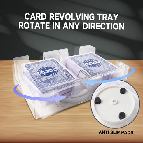 GSE Dual Deck 360° Rotating Canasta Card Holder Tray for Kids & Adults - Swivel Cards Holders