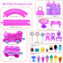 wagkew Set 2 3 4 5 6 7 Set Tracks Car Toys for Age Year Girls Toddler, Pink Princess Train Toys for Kids with Light
