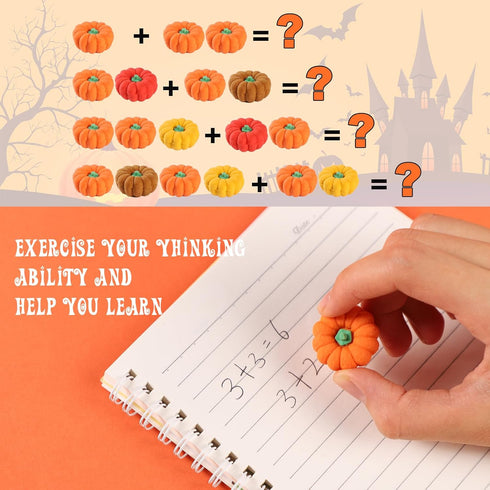 44 Pcs 3D Pumpkin Erasers - Halloween Mini Erasers for Classroom Prizes, Game Rewards, Party Favors