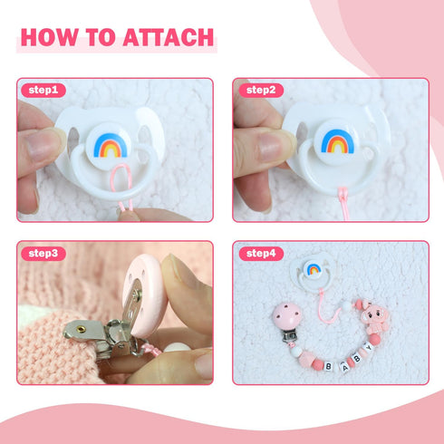 Set 3 SCOM Reborn Baby Doll Accessories - Rainbow Magnetic Pacifiers & Removable Reusable Baby Doll Bottles