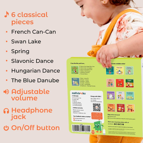 1-3 Cali's Books Dance to Classical Music Book Toddlers Years Old - Nursery Rhymes Musical Book, Headphone Jack