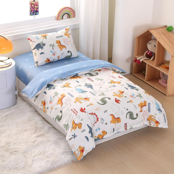 100% Cotton inosaur Crib Bedding Set with Cute Animal Printed, 3 Pieces