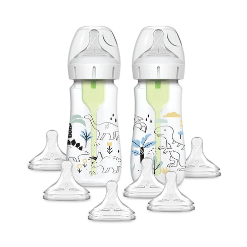 Dr. Brown's Anti-Colic Options + Wide-Neck Baby Bottle Designer Edition, Dino Decos,