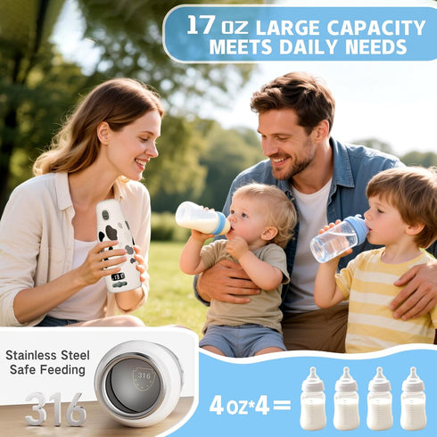 GENTLE BOTTLE Travel,150W 17.5oz Portable Bottle Warmer for Fast Heating and Charging Large Capacity& Extended Battery