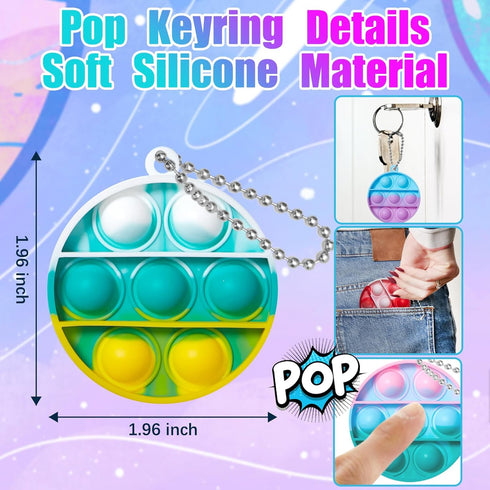24PCS TOANWOD Pop Fidget Toys Party Favors for Kids: Goodie Bags Stuffers Stocking Stuffers - Bulk Pop Keychain