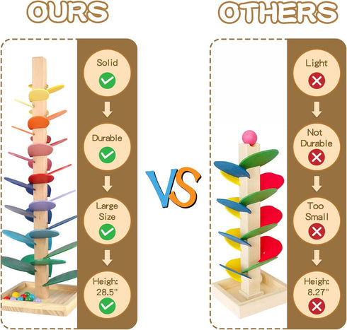 Wooden Music Tree Toy for Kids, Marble Ball Run Track Game for Toddlers, Educational Montessori Gift