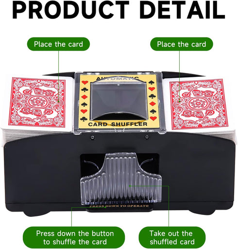 Automatic Card Shuffler for 1/2/4/6 Decks - Electric Battery-Operated Shuffler for Poker, UNO, and More