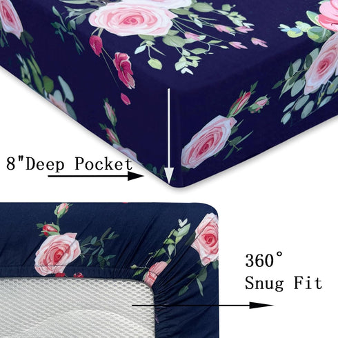 AMROSE 3 Pack 28'' 52'' Heavenly Soft Crib Sheets for Baby Girls, X Fitted Sheets for Crib and Toddler Mattress Pad