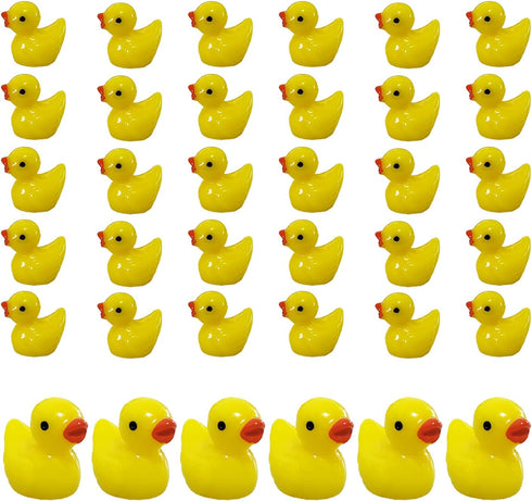 Pack of 36 Tiny Ducks, Little Plastic Duck Mini Resin Ducks for Garden Decorations, Dollhouse Miniatures, Crafts