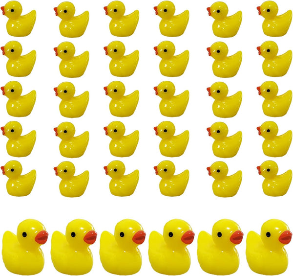 Pack of 36 Tiny Ducks, Little Plastic Duck Mini Resin Ducks for Garden Decorations, Dollhouse Miniatures, Crafts