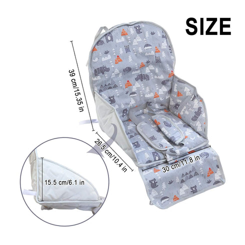 High Chair Pad, Cute Pattern High Chair Cushion, Soft Comfortable Seat Belt Design, Breathable Pad (Gray Animal Pattern)