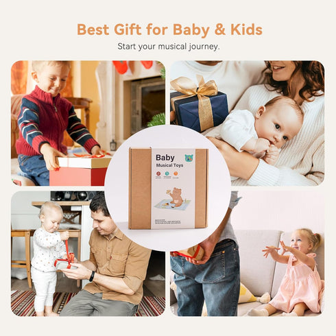 Set IEATFO Baby Musical Instruments - Your Child's First Musical Toys with Castanet Rainmaker Tambourine Xylophone
