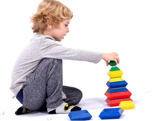 Pyramid Stacking Toy Building Blocks 3D Puzzle Brain Teasers for Kids and Adults-Creative Preschool Learning Activities- Toddler Building Toys, Kids Blocks for 3 Year Old Boys & Girls