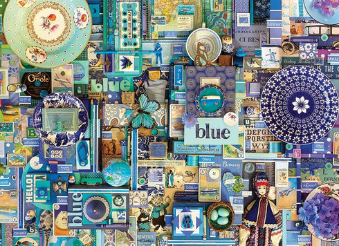 Cobble Hill 1000 Piece Puzzle - Rainbow Collection: Blue with Sample Poster Included