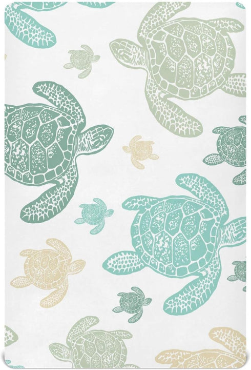 Tribal Sea Turtle Crib Sheets for Boys and Girls, Soft and Breathable, 52 x 28 x 9 Inches