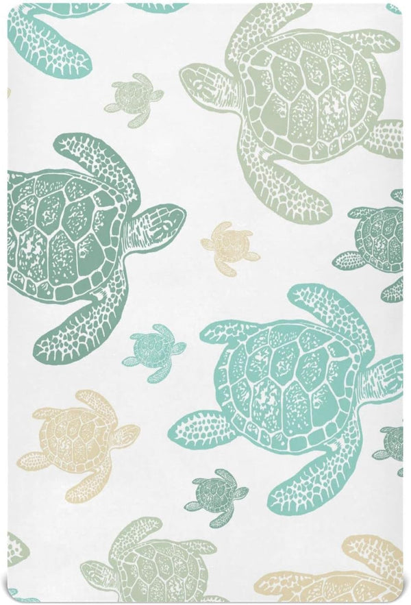 Tribal Sea Turtle Crib Sheets for Boys and Girls, Soft and Breathable, 52 x 28 x 9 Inches