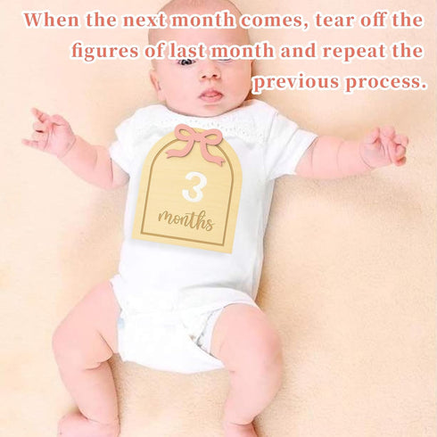 ZHLKHIOP 12 1st Monthly Milestone Signs, Baby Milestone Signs for Months, Wooden Baby Months Signs, Baby Month