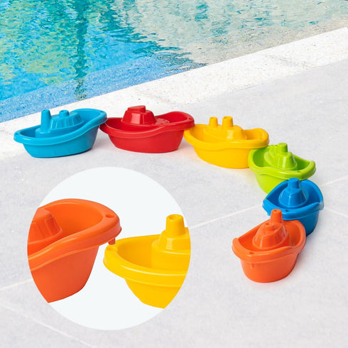 Multi Colored Baby Bath Boats - Fun and Educational Bath Toys for Toddlers, Stackable Bath Toy Set