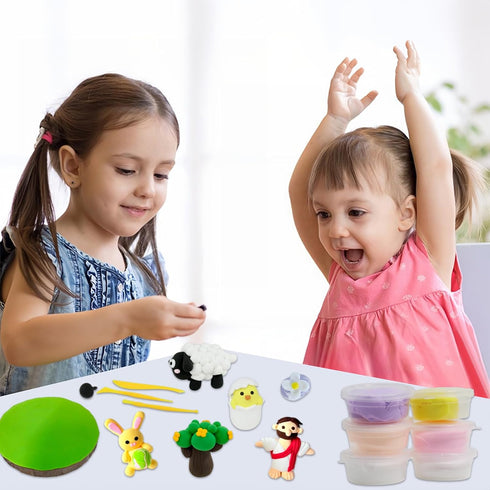 Sets LAHAND Easter Air Dry Clay Kits for Kids,DIY Model Magic Clays,JesusBunnyEggs Craft DIY kit, This Clay Can be Used