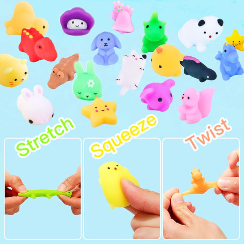 YAWEVEAY 100Pcs Mochi Squishy Toy Individually Wrapped Squishy Toys for Kids Party Favors, Kawaii Squishies Animals