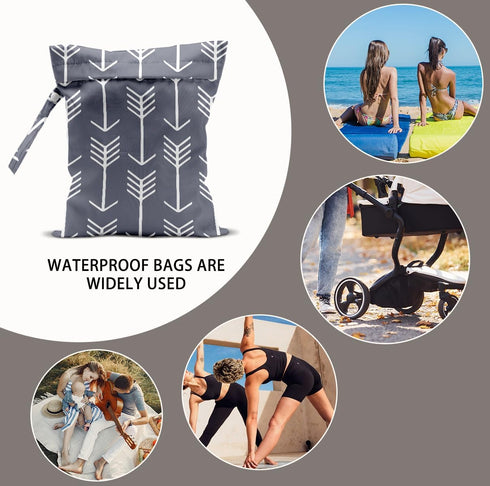 BQXH 2Pcs Arrow Print Wet Bags, Wet Dry Bag Reusable Zipper Pouch for Swimsuit, Diapers, Travel, Pool, Beach, Dirty