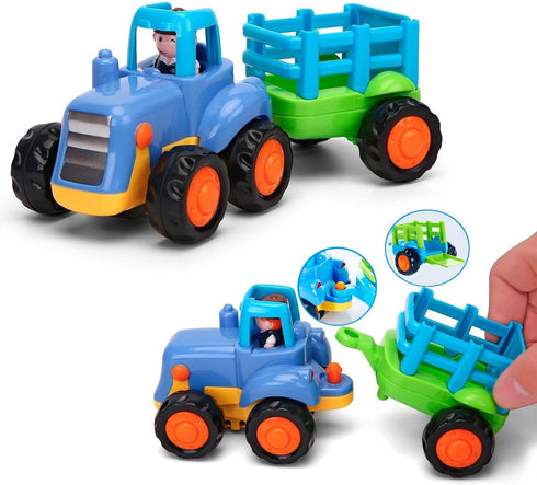 Friction Powered Cars Push and Go Trucks, Construction Vehicles Toy Set for Baby Toddlers Infants Boys